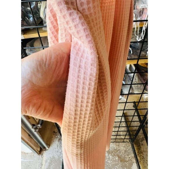 NWOT Mainstrip Pink Waffle Knit Wide Leg Pockets Open Back Button Jumpsuit L - Picture 8 of 13